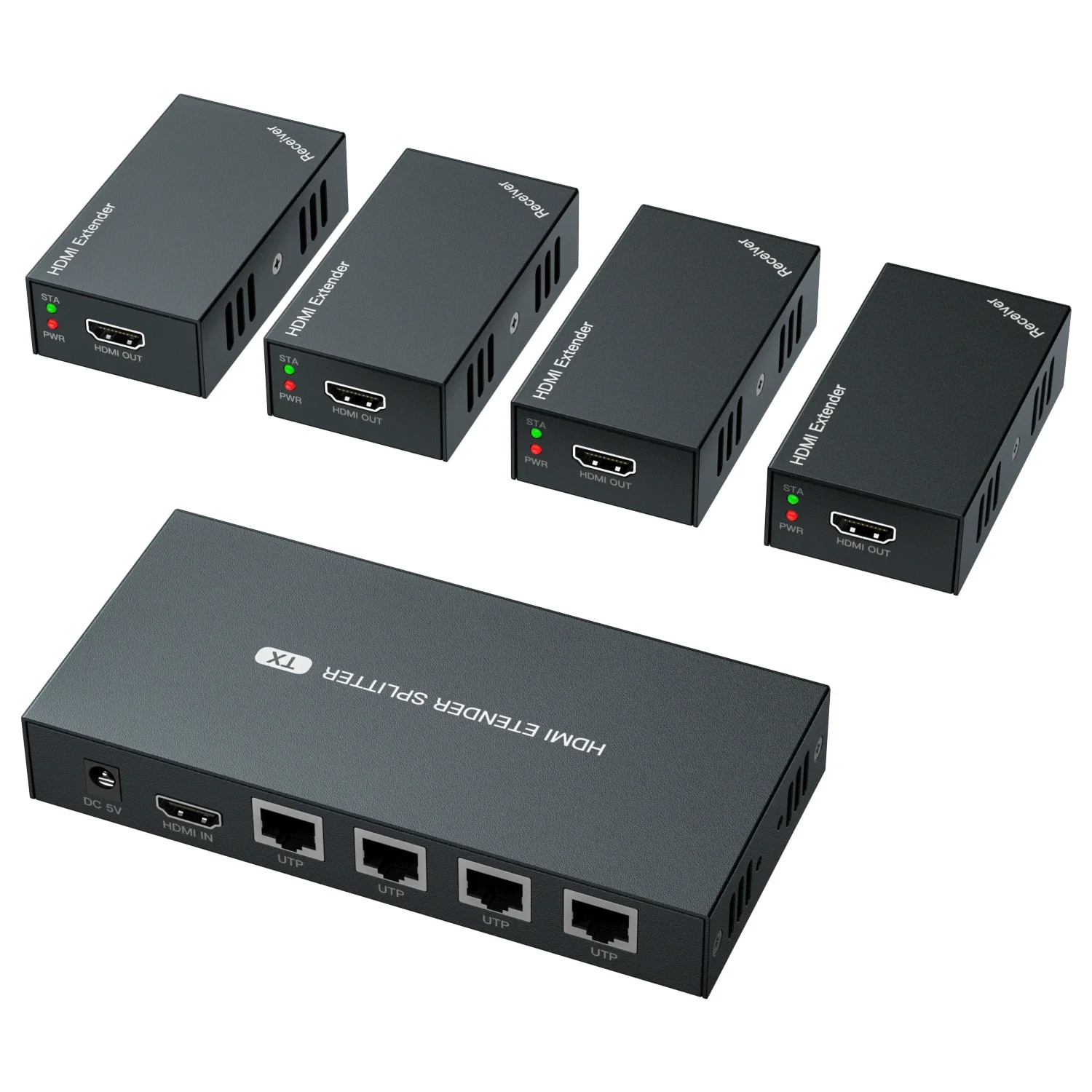 

1x4 HDMI Extender Splitter 1080p Over Cat5e/Cat6 Ethernet Cable with Loopout - Up to 50m/165ft - EDID Management 1920*1080@60Hz