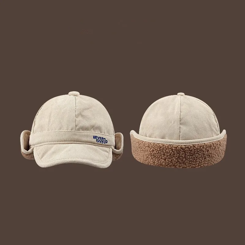 Casquettes volantes chaudes unisexes pour hommes et femmes, chapeaux de bombardier à bec de canard, laine d'agneau, épais, cyclisme en plein air, populaire, automne, hiver 2
