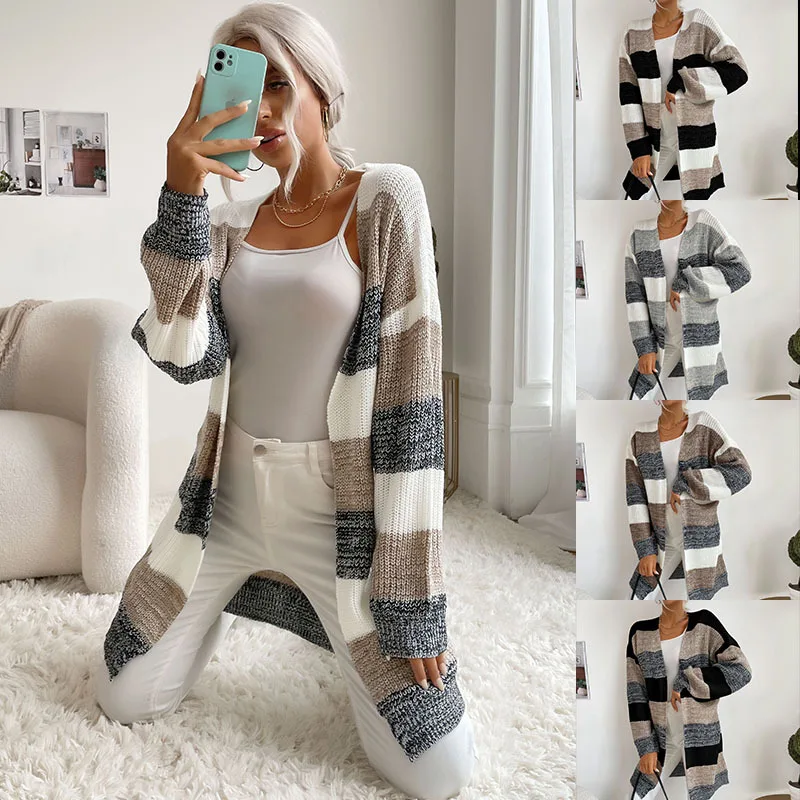 Striped Knitted Cardigan Women Patchwork Thin Autumn Elegant Loose Patchwork Long Outerwear Maxi Y2k Sweater Coat Soft Jacket
Striped Knitted Cardigan Women Patchwork Thin Autumn Elegant Loose Patchwork Long Outerwear Maxi Y2k Sweater Coat Soft Jacket