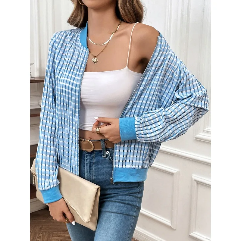 Spring and Autumn Women's Cardigan Long Sleeve Spell Colour Plaid Striped Zipper Patchwork Loose Office Lady Fashion Casual Coat
Spring and Autumn Women's Cardigan Long Sleeve Spell Colour Plaid Striped Zipper Patchwork Loose Office Lady Fashion Casual Coat