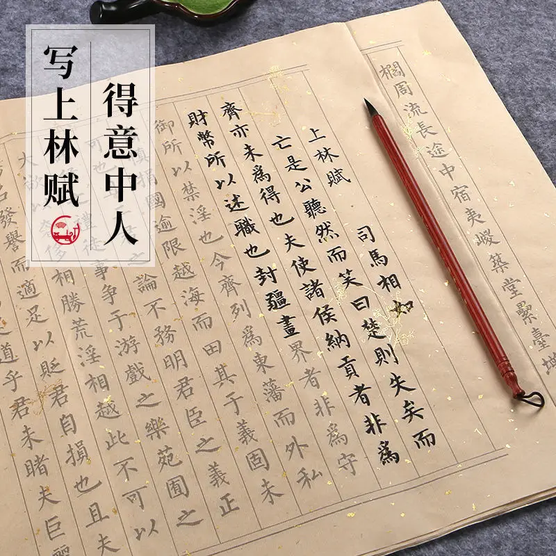 Sima Xiangru Liu Body Small Script Copy Brush Copybook Red Sprinkle Gold Rice Paper Calligraphy Practice
Sima Xiangru Liu Body Small Script Copy Brush Copybook Red Sprinkle Gold Rice Paper Calligraphy Practice