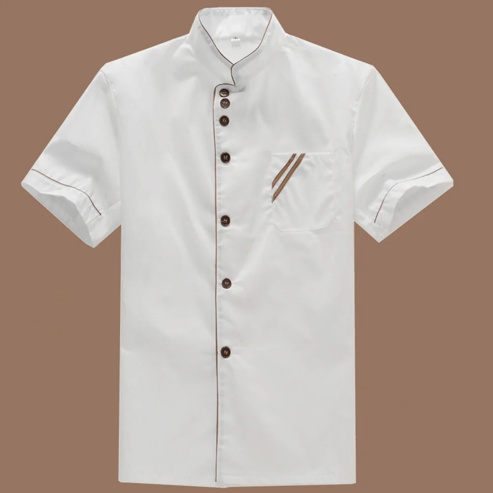 

Basical Unisex Short Sleeve Catering Shirt Chef Jacket for Food Service Bakery Hotel