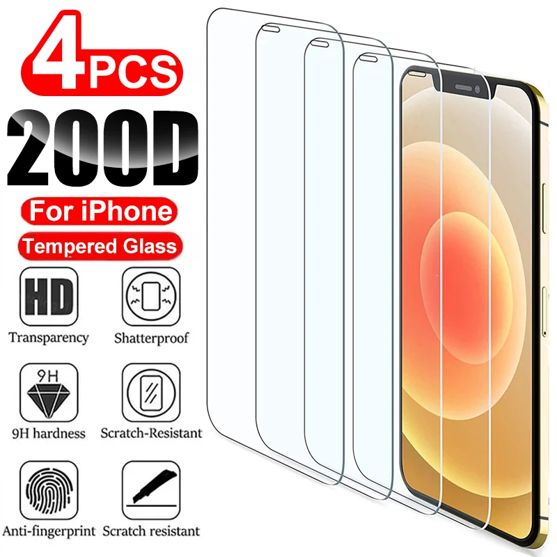 

2/4Pcs HD Tempered Glass For iPhone 13 12 11 Pro Max Screen Protector For iPhone 13 12Mini X XS Max XR 7 8 Plus SE 2020 Glass
