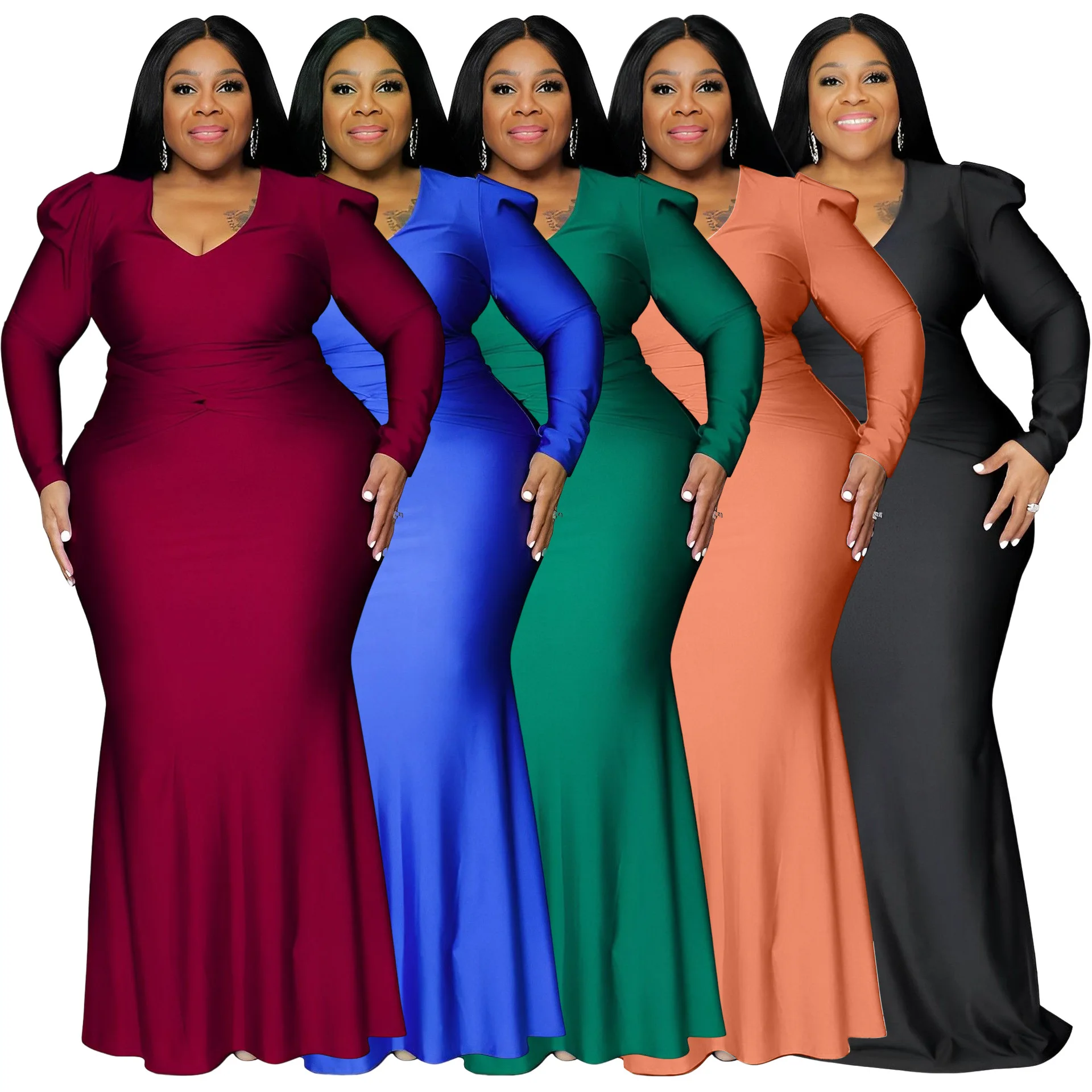 Maxi Dress XL-5XL African Dresses for Women Autumn Elegant African Women Long Sleeve V-neck Polyester Solid Color Long Dress
Maxi Dress XL-5XL African Dresses for Women Autumn Elegant African Women Long Sleeve V-neck Polyester Solid Color Long Dress