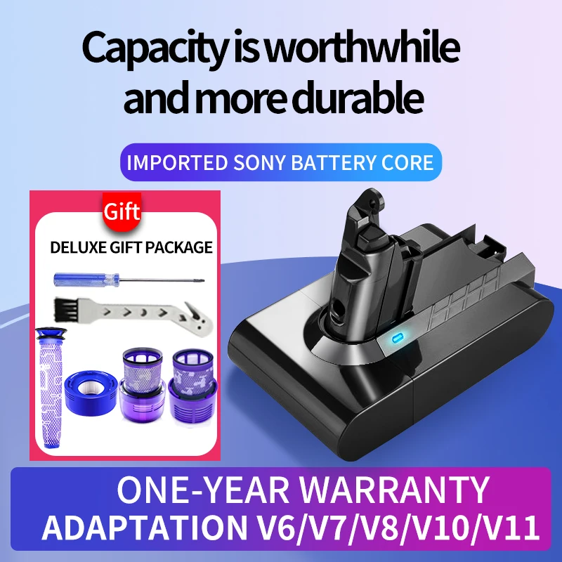 Подходит для аксессуаров для пылесоса Dyson V6 V7 V8 V10 серии SV12 DC62 SV11 sv10, запасная батарея для ручного пылесоса
Подходит для аксессуаров для пылесоса Dyson V6 V7 V8 V10 серии SV12 DC62 SV11 sv10, запасная батарея для ручного пылесоса