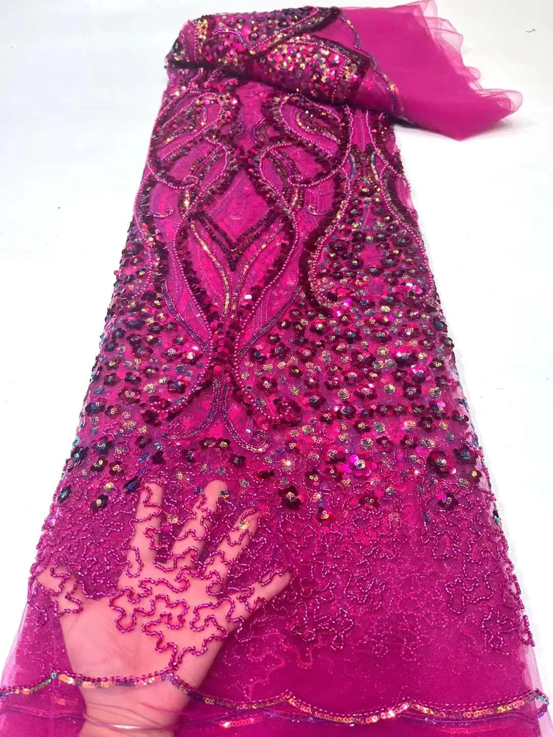 Luxurious African Groom Sequins Lace Fabric High Quality 2023 Heavy Beads Embroidery French Tulle Lace Nigerian Wedding Dress
Luxurious African Groom Sequins Lace Fabric High Quality 2023 Heavy Beads Embroidery French Tulle Lace Nigerian Wedding Dress