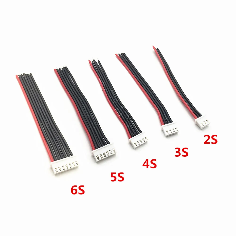 

5pcs 2s 3s 4s 5s 6s RC LiPo Battery Balance Charger Plug Cables 100mm 22AWG Silicone Wire JST-XH Balancer Connector