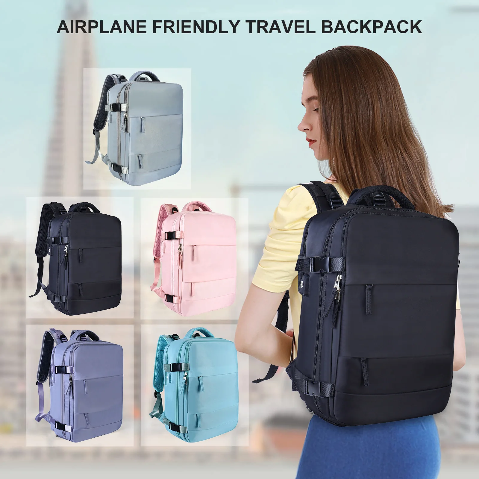 

Travel Backpack Women Large Capacity Multi-Function Luggage Lightweight Waterproof Laptop Bagpacks Women's Bag With Shoes Pocket