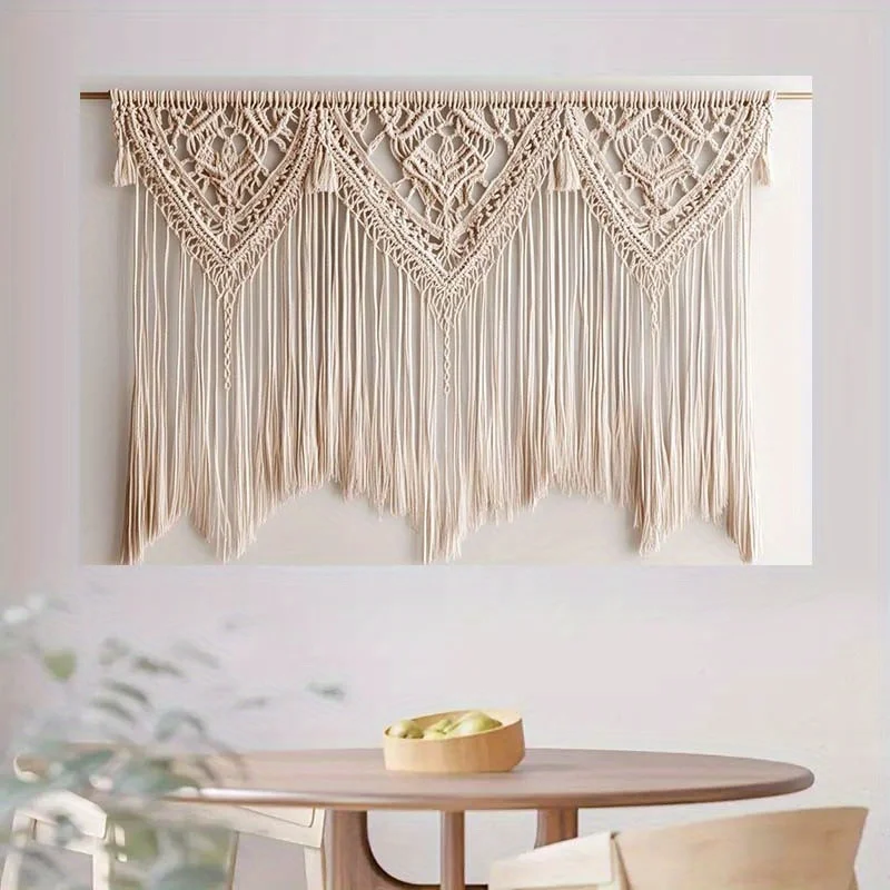 Beige Fringed Macrame Wall Hanging 4 Sd766fae1a2944d65a7eab075b541f21bU