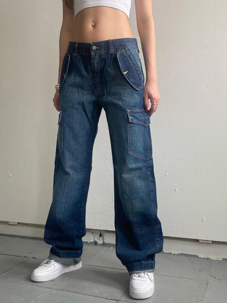 WeiYao Streetwear Baggy Mom Jeans Woman Korean Fashion Pockets Stitch Straight Denim Cargo Pants Casual Low Waist Bottoms
WeiYao Streetwear Baggy Mom Jeans Woman Korean Fashion Pockets Stitch Straight Denim Cargo Pants Casual Low Waist Bottoms