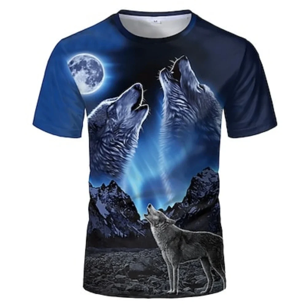 

Men's Hipster Wolf 3d Printed T-shirt Printing Short Sleeve Fashion Summer Tee 3D Animal Plus Size Round Neck Daily Holiday Tops