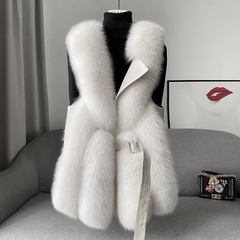 2023 Autumn Winter New Women Faux Fox Fur Coat Mid Length Version Waistcoat Fashion Vest Casual Keep Warm Patchwork Waistcoat
2023 Autumn Winter New Women Faux Fox Fur Coat Mid Length Version Waistcoat Fashion Vest Casual Keep Warm Patchwork Waistcoat