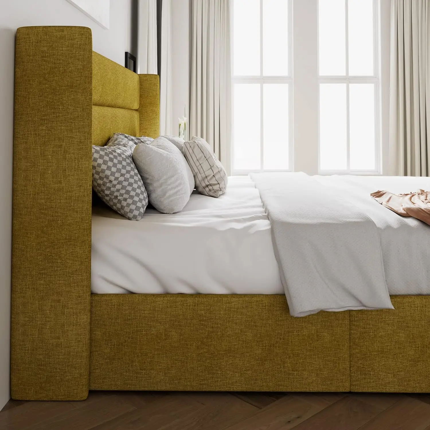YSHA CERLIN King Size Lift Up Storage Bed/Modern Wingback Headboard/Hydraulic Storage/Olive Yellow
YSHA CERLIN King Size Lift Up Storage Bed/Modern Wingback Headboard/Hydraulic Storage/Olive Yellow