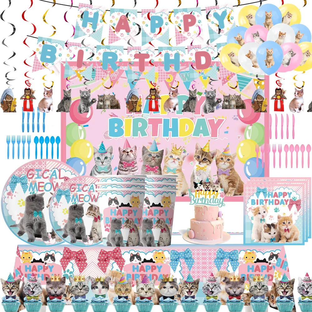 Blue Pink Cat Birthday Party Decorations Kitten Paper Tableware Set Plates Cups Toppers Banner for Pets Baby Shower Supplies
Blue Pink Cat Birthday Party Decorations Kitten Paper Tableware Set Plates Cups Toppers Banner for Pets Baby Shower Supplies