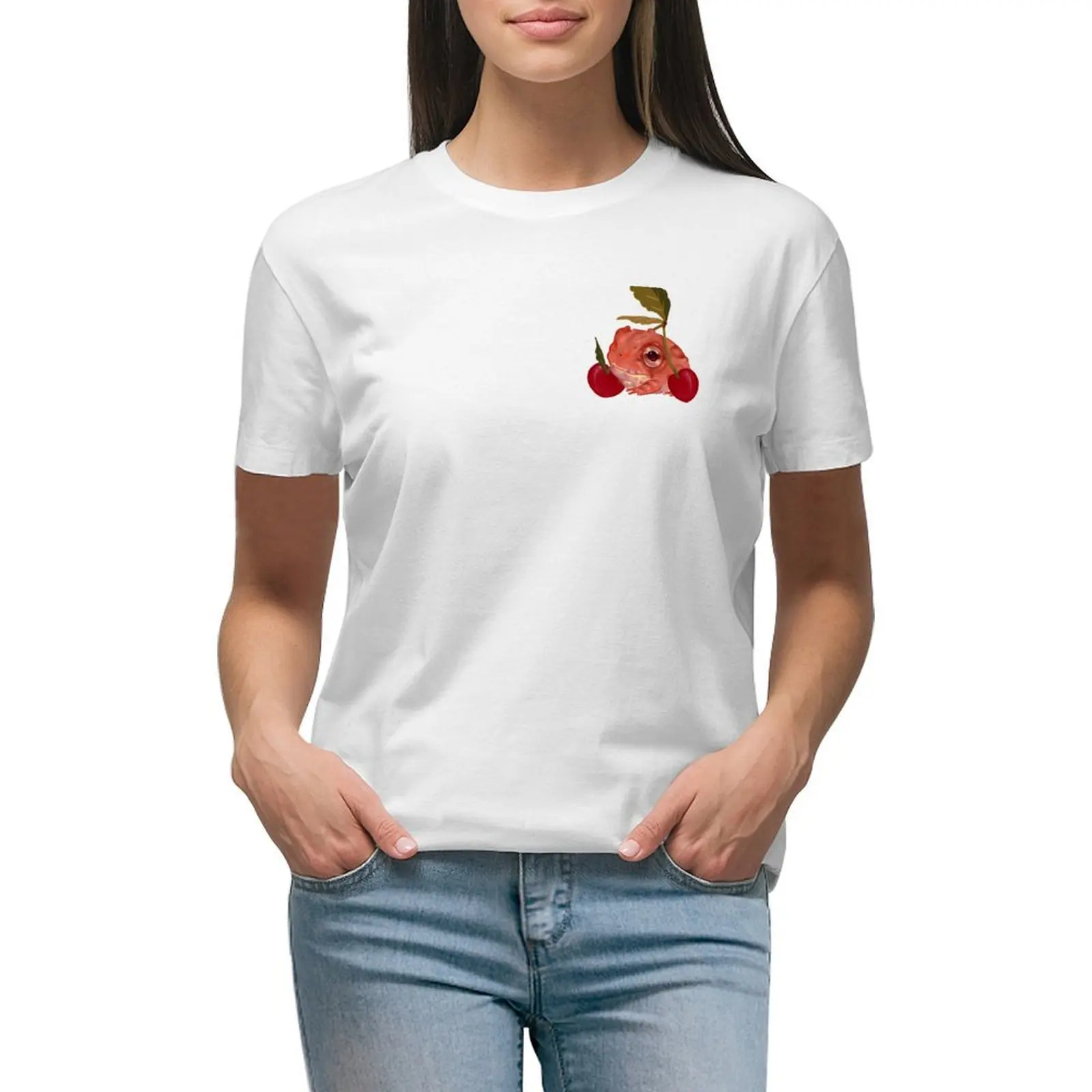 

cherry frog T-shirt animal print shirt for girls hippie clothes Women's t-shirt