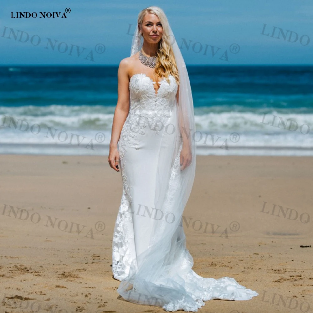 LINDO NOIVA Sexy Appliqued Mermaid Wedding Dresses 2023 Sleeveless Sweetheart Bridal Gown Custom Court Train vestidos para mujer
LINDO NOIVA Sexy Appliqued Mermaid Wedding Dresses 2023 Sleeveless Sweetheart Bridal Gown Custom Court Train vestidos para mujer