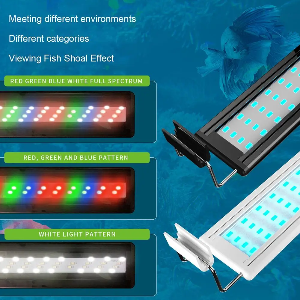 

38cm 10W LED Aquarium Light For Plants Adjustable 3 Colors Extendable Fish Tank Light Suitable For 40-50cm Fish Tanks