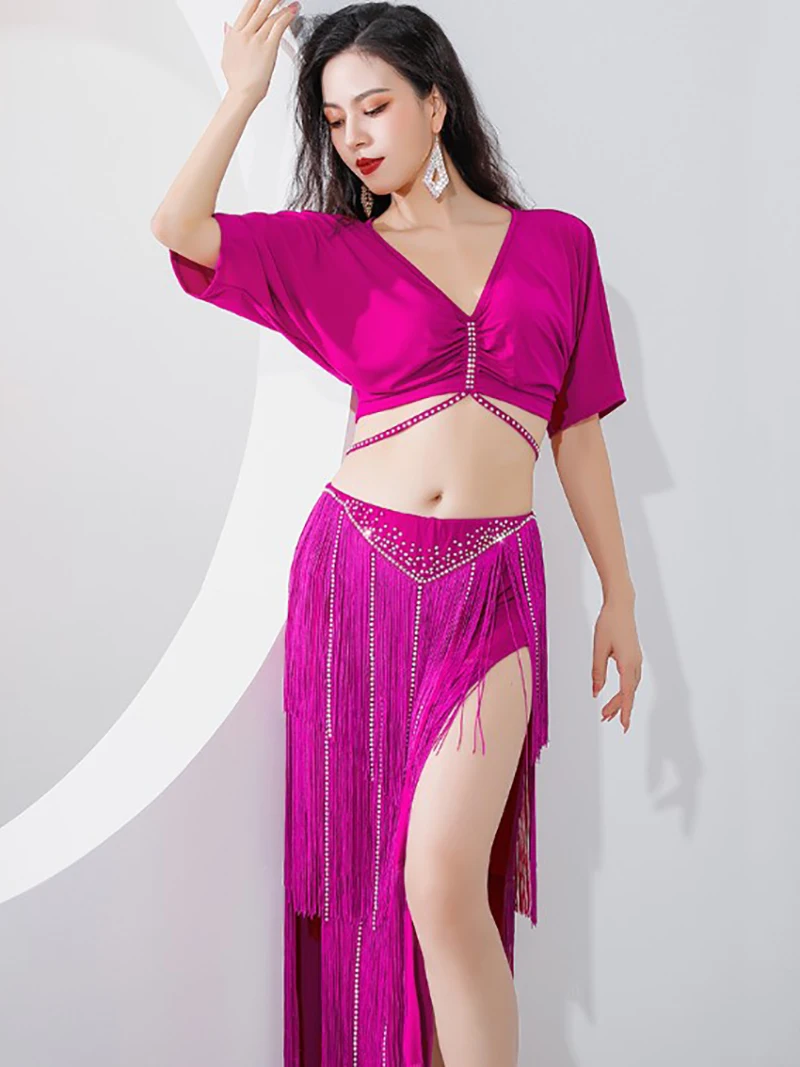 Women Belly Dance Costume French Short Sleeves Cut Out Shoulder Diamond Chain Skirts Practice Stage Performance Dancewear
Women Belly Dance Costume French Short Sleeves Cut Out Shoulder Diamond Chain Skirts Practice Stage Performance Dancewear