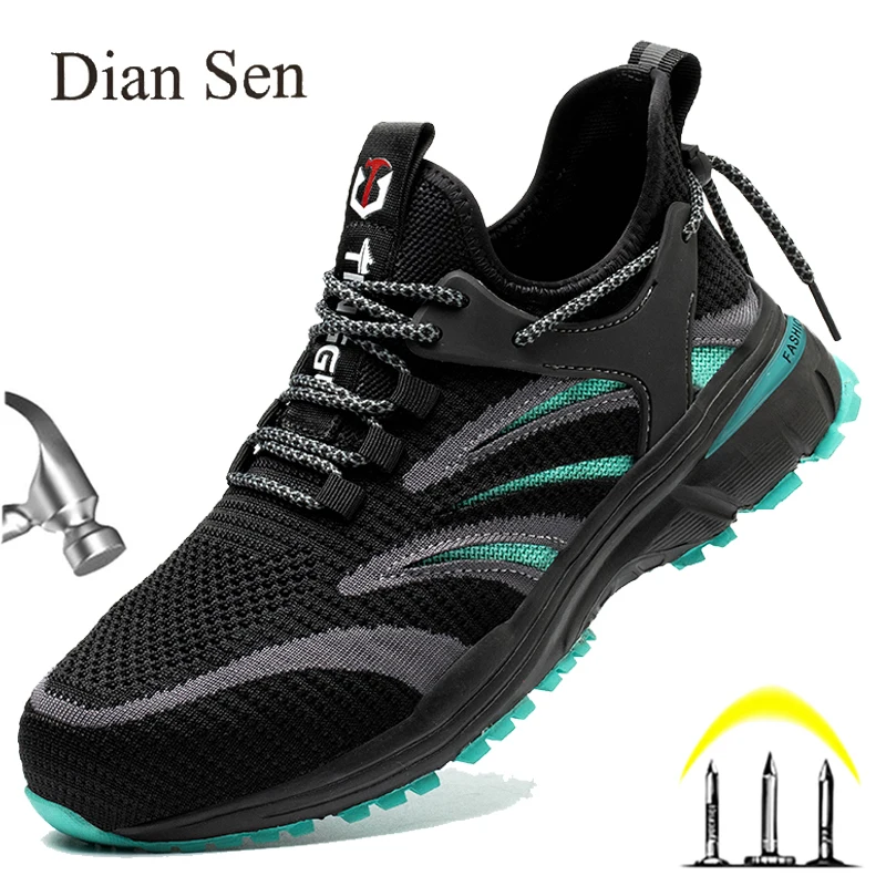 

Diansen Man Safety Shoes Puncture-Proof Work Sneakers Lightweight Steel Toe Anti-smash Shoes Indestructible Protective Boots