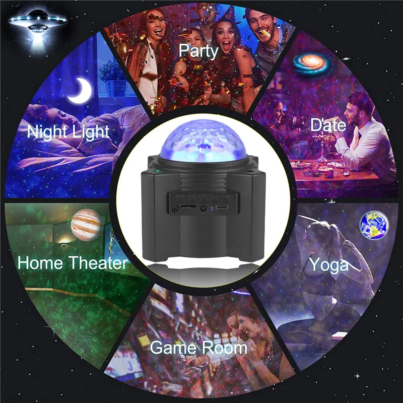 Card Projection Lamp Rechargeable Water Pattern Flame Light bluetooth-compatible Music Ocean Star Light Laser Projector Light
Card Projection Lamp Rechargeable Water Pattern Flame Light bluetooth-compatible Music Ocean Star Light Laser Projector Light