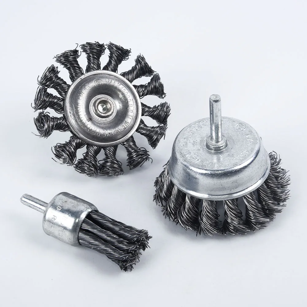 3PCS Steel Wire Steel Rotary Wheel Cup Brush Disk Rust Removal Polishing Joint Knot Flat Wire For Drill Angle Grinder Tool
3PCS Steel Wire Steel Rotary Wheel Cup Brush Disk Rust Removal Polishing Joint Knot Flat Wire For Drill Angle Grinder Tool
