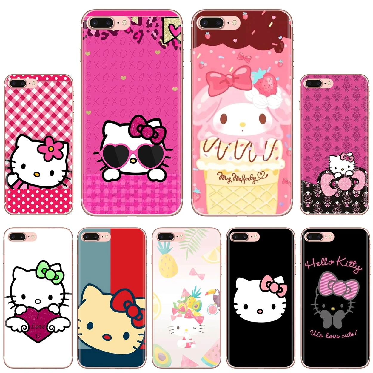 Прозрачный мягкий чехол для LG G5 G6 G7 Q6 Q7 Q8 Q9 V10 V20 V30 X Power 2 3 Spirit G2 G3 G4 Mini pink Hello cat |