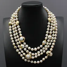 4 Strands Natural Freshwater Cultured White Pearl Gold Color Plated Keshi Pearl Necklace 18" Handmade For Lady
4 Strands Natural Freshwater Cultured White Pearl Gold Color Plated Keshi Pearl Necklace 18" Handmade For Lady