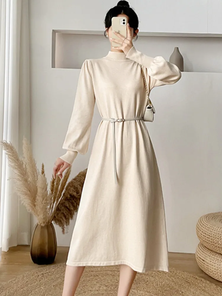 Long Knit Women A Line Sweater New Chic Autumn Winter Pleated Dress With Belt Holiday Party Dresses Clothing
Long Knit Women A Line Sweater New Chic Autumn Winter Pleated Dress With Belt Holiday Party Dresses Clothing