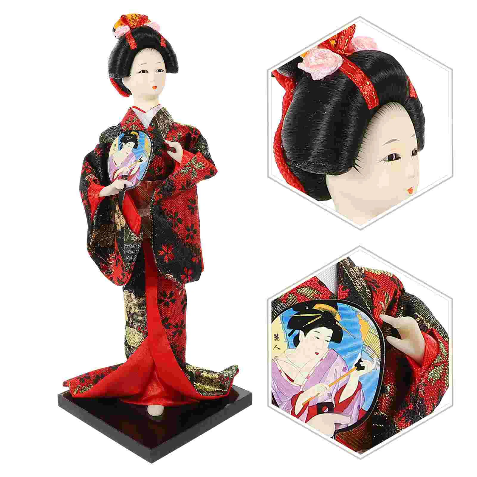 

Japanese Doll Folk Geisha Figurine Set Piece Girl Kimono Doll Arts And Crafts Accessories Decorate The Table With Random Colors