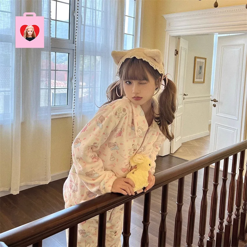 Ins Mikko Pyjamas Sets Plush Pajamas Set Nightwear Kawaii Spring Winter Homewear Women Clothing New Girls Thicken Cute Cartoon
Ins Mikko Pyjamas Sets Plush Pajamas Set Nightwear Kawaii Spring Winter Homewear Women Clothing New Girls Thicken Cute Cartoon