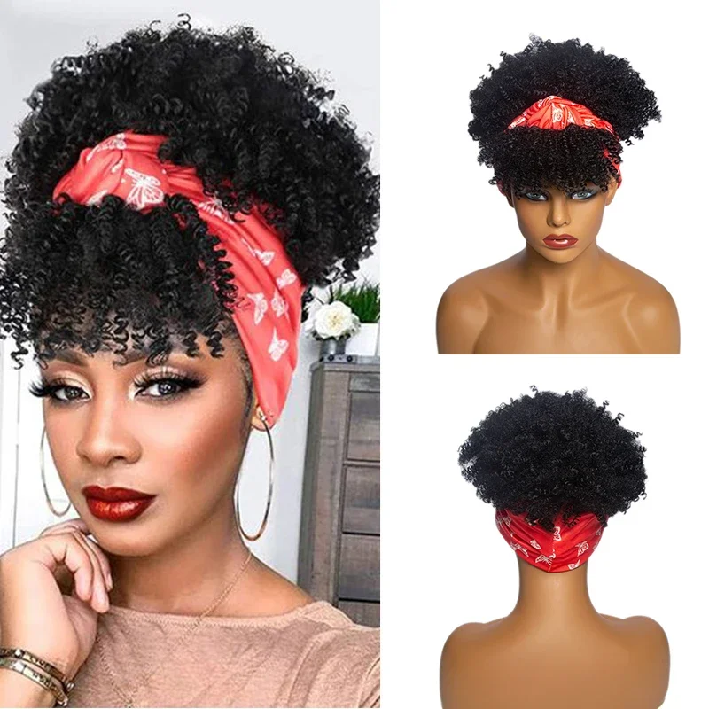 Short Headband Wig with Bangs Afro Kinky Curly Head Band Wigs for Women Synthetic Natural Hair Wig with Scarf Cosplay Daily Use
Short Headband Wig with Bangs Afro Kinky Curly Head Band Wigs for Women Synthetic Natural Hair Wig with Scarf Cosplay Daily Use
