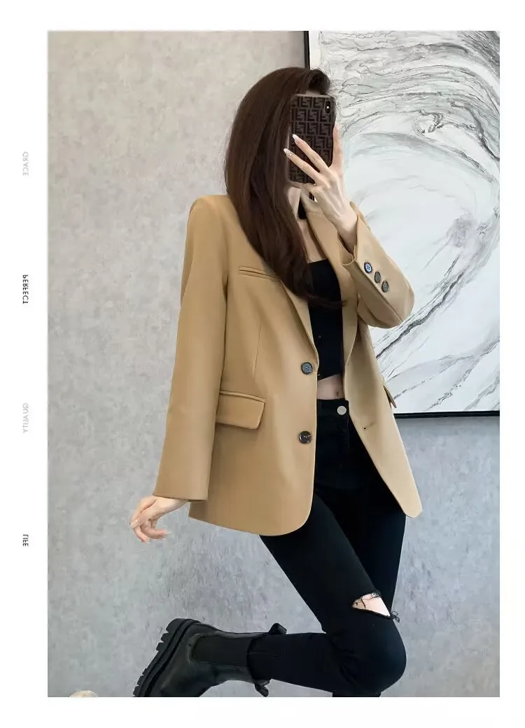 Women Blazer Casual Jacket Multi-Color Pocket All-Match Long Sleeved OL Autumn Winter Elegant Office Lady Coat Loose Solid Thin Women Blazer Casual Jacket Multi-Color Pocket All-Match Long Sleeved OL Autumn Winter Elegant Office Lady Coat Loose Solid Thin