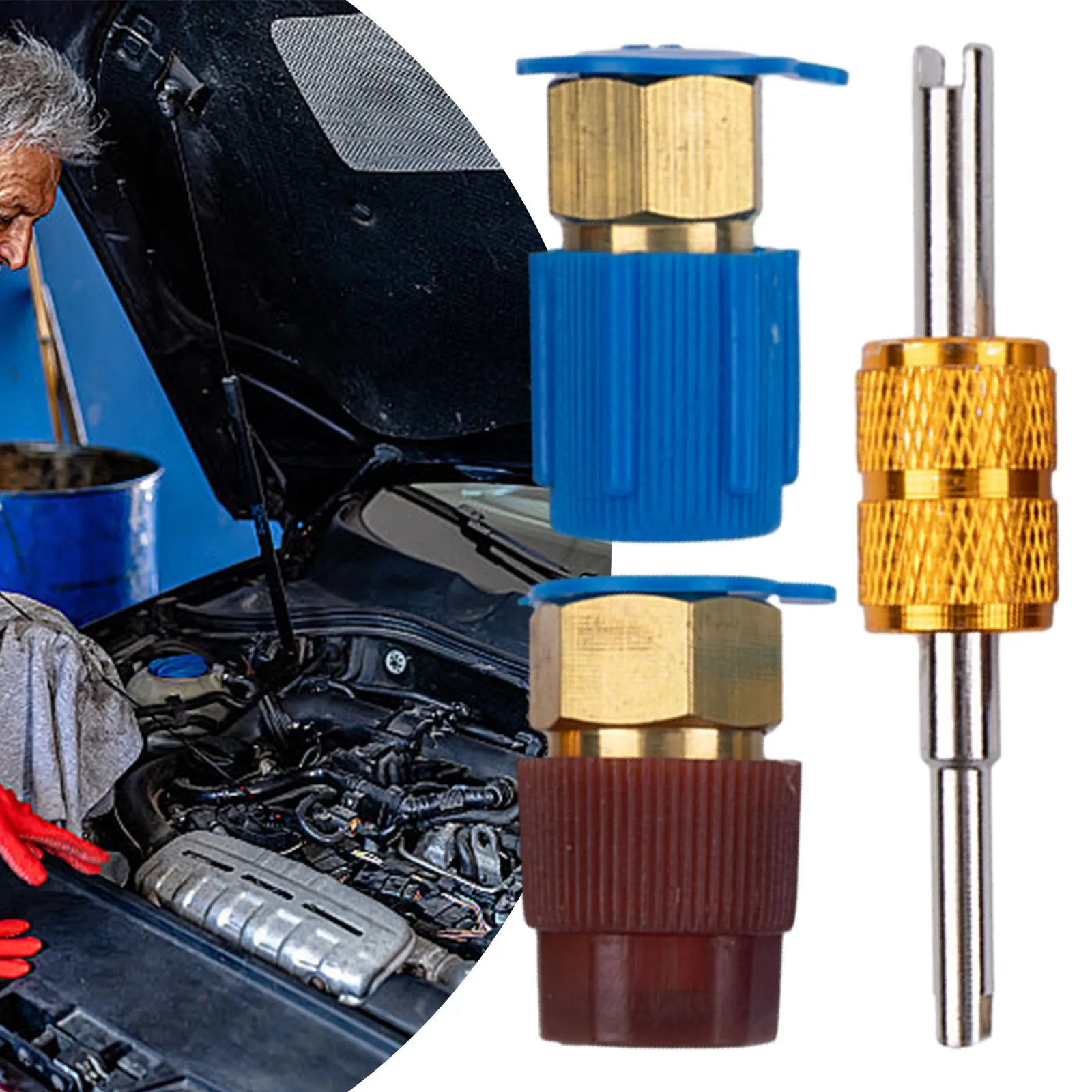 Auto Repair Tools R12 To R134A Kit Auto Port AdapterRetrofit 2 Pieces Air-Condition Blue/red Cap Filling Valve Fitting
Auto Repair Tools R12 To R134A Kit Auto Port AdapterRetrofit 2 Pieces Air-Condition Blue/red Cap Filling Valve Fitting