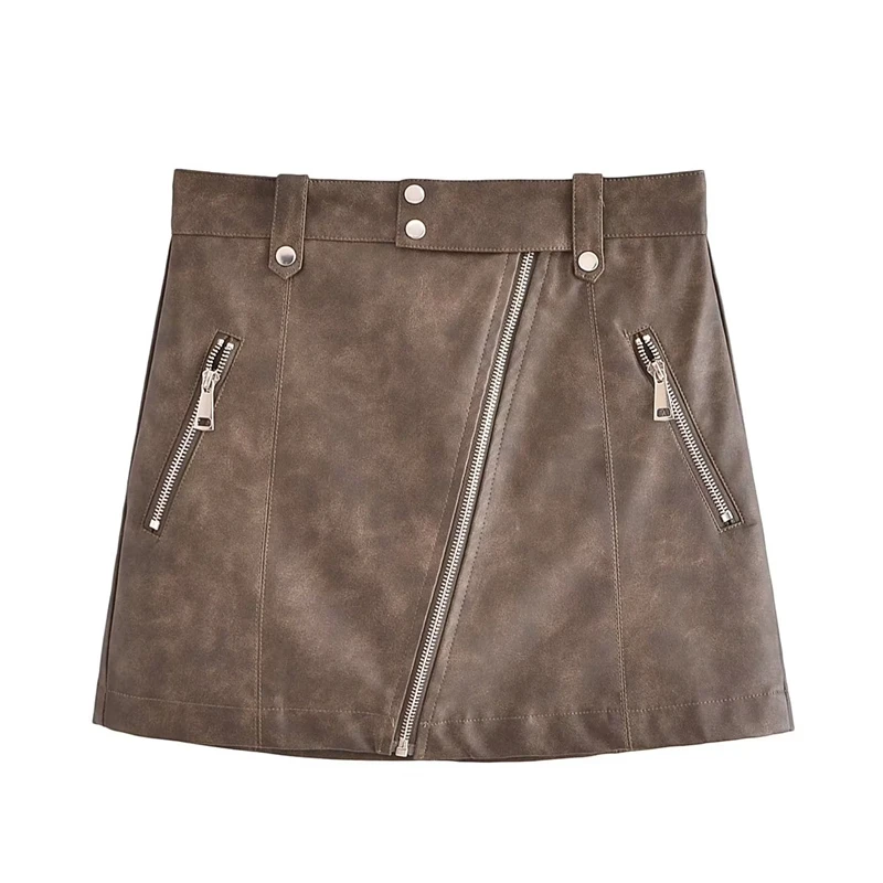 2023 Summer New Temperament High Waist Washed Imitation Leather Short Skirts Slim Zipper Decoration With Belt Miniskirt
2023 Summer New Temperament High Waist Washed Imitation Leather Short Skirts Slim Zipper Decoration With Belt Miniskirt