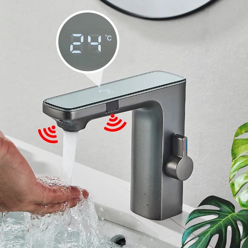 Washbasin Faucet With Smart Sensor Kitchen Digital Display Hot And Cold Water Vanity Touchless Bathroom Faucet
Washbasin Faucet With Smart Sensor Kitchen Digital Display Hot And Cold Water Vanity Touchless Bathroom Faucet