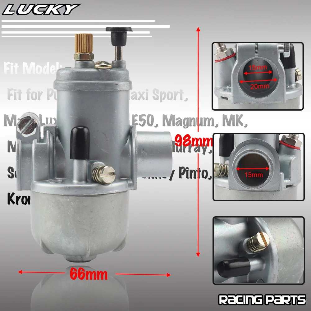 Moped 15mm Bing Style motoecycle Carburetor for puch Maxi Sport Luxe Newport E50 Murray
Moped 15mm Bing Style motoecycle Carburetor for puch Maxi Sport Luxe Newport E50 Murray