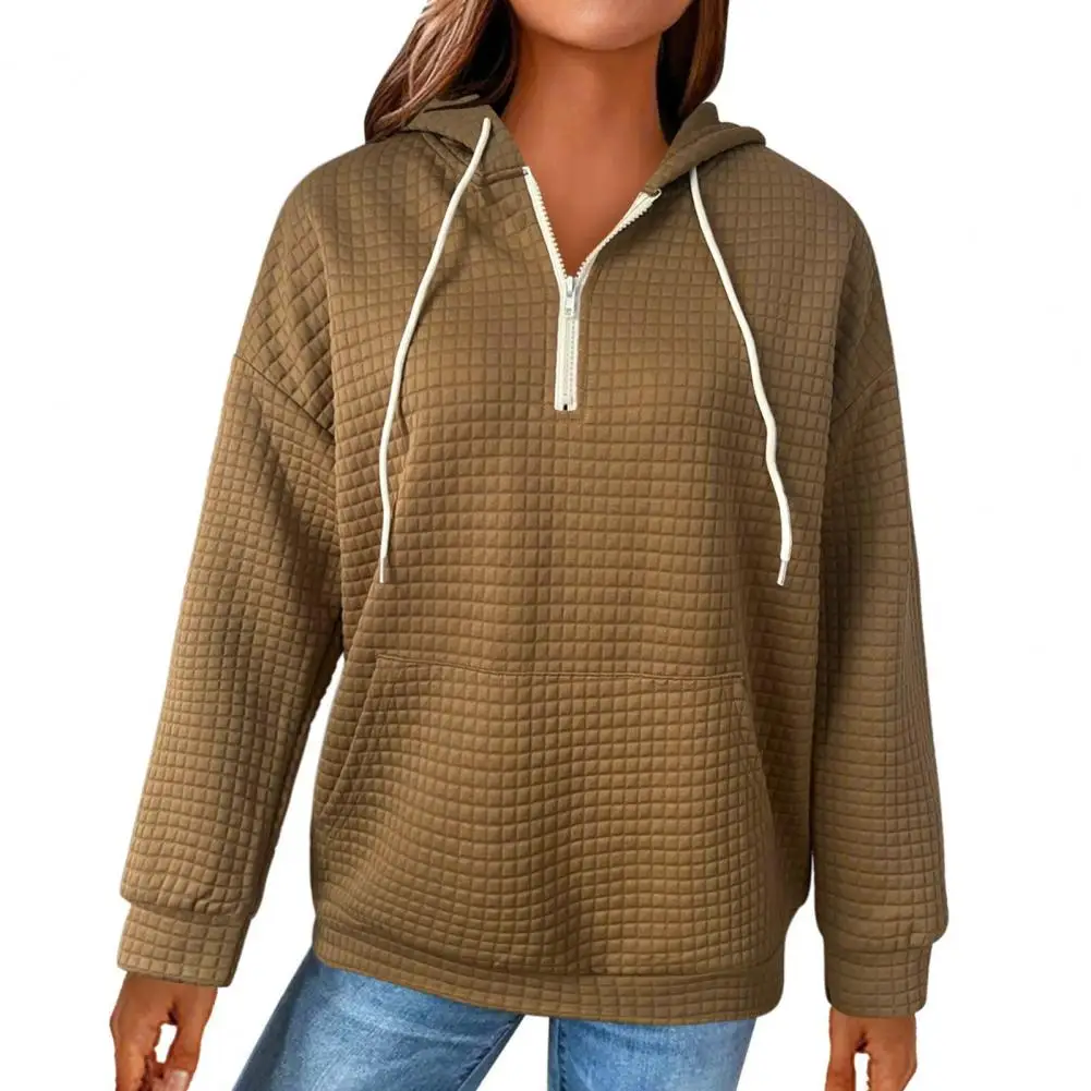 Fall Winter Women Hoodie Drawstring Pullover Long Sleeve Waffle Warm Zipper Decor Hooded Sweatshirts with Pocket
Fall Winter Women Hoodie Drawstring Pullover Long Sleeve Waffle Warm Zipper Decor Hooded Sweatshirts with Pocket