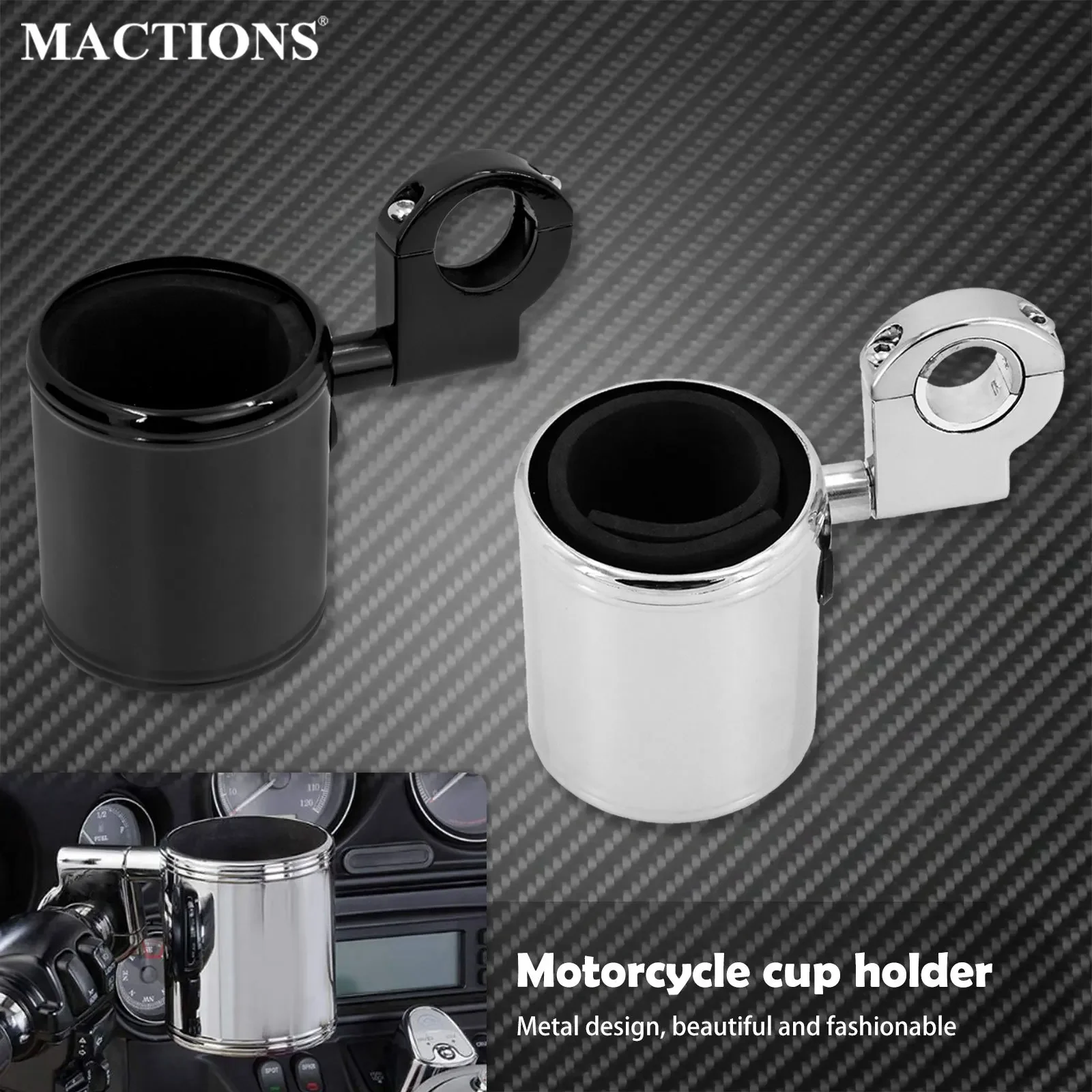 

Motorcycle Handlebar Cup Holder Adjustable 22mm-32mm Universal For Harley Touring Street Glide Softail Breakout Dyna Sportster