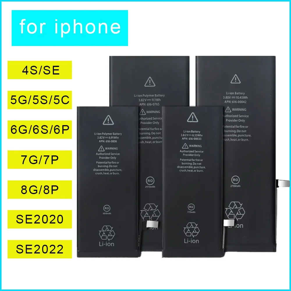 

brand new Zero-cycle High-quality Battery For iPhone 5 6 6S 5S SE 7 8 Plus X Xs Max 11 Pro Mobile Phone With Free Tools Sticker