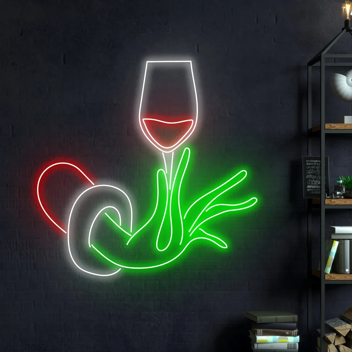 

Anime Hand With Champagne Neon Sign Teens Bar Led Light Wall Art Decor Baby Kids Neon Birthday Gifts Bedroom Game Room Lamp