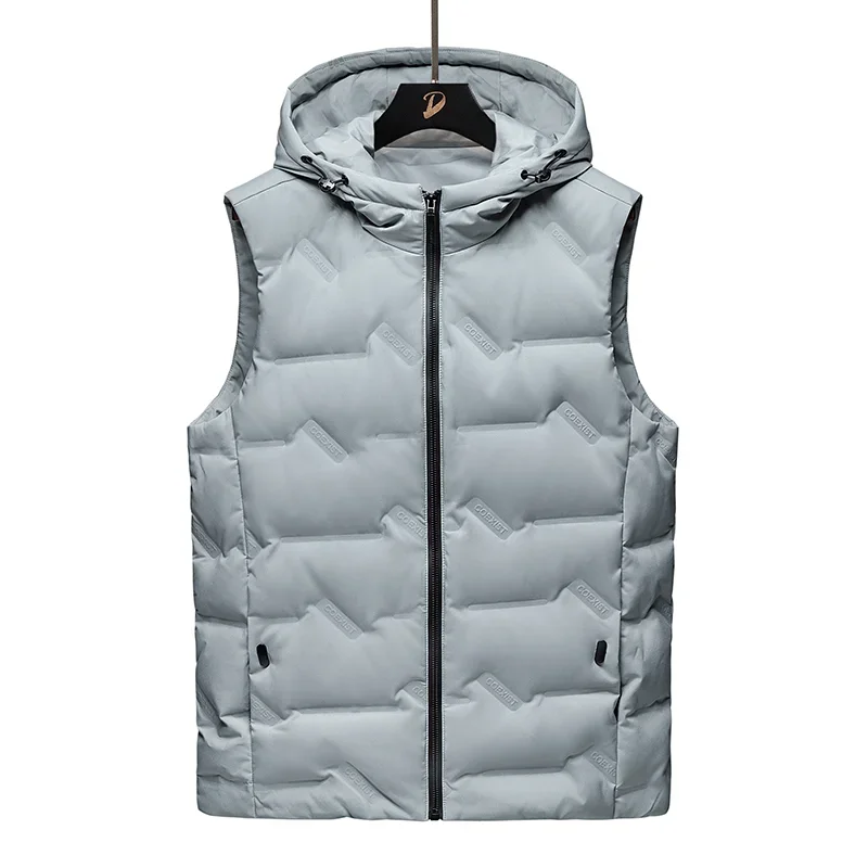 

Men's Sleeveless Down Vests Coat Fashion Solid Color Waistcoat Male Casual Hooded High Brand Mens Vest Street Trendy Waistcoats