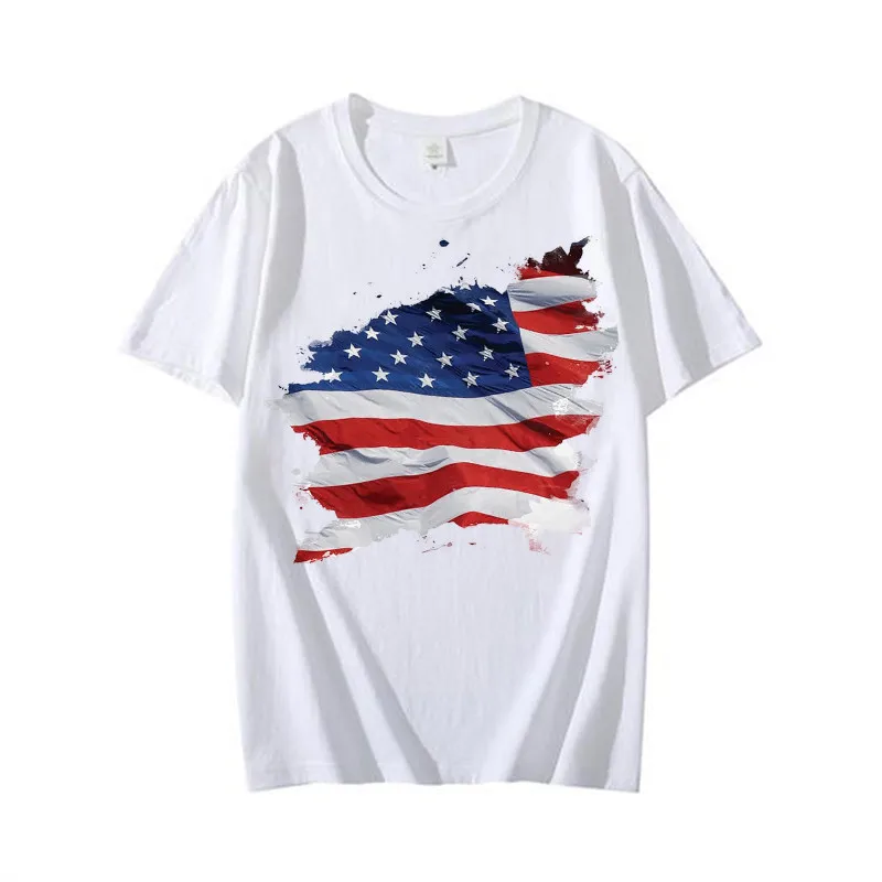 American flag printed T-shirt, independence day short-sleeved round-neck summer spring casual blouse
American flag printed T-shirt, independence day short-sleeved round-neck summer spring casual blouse
