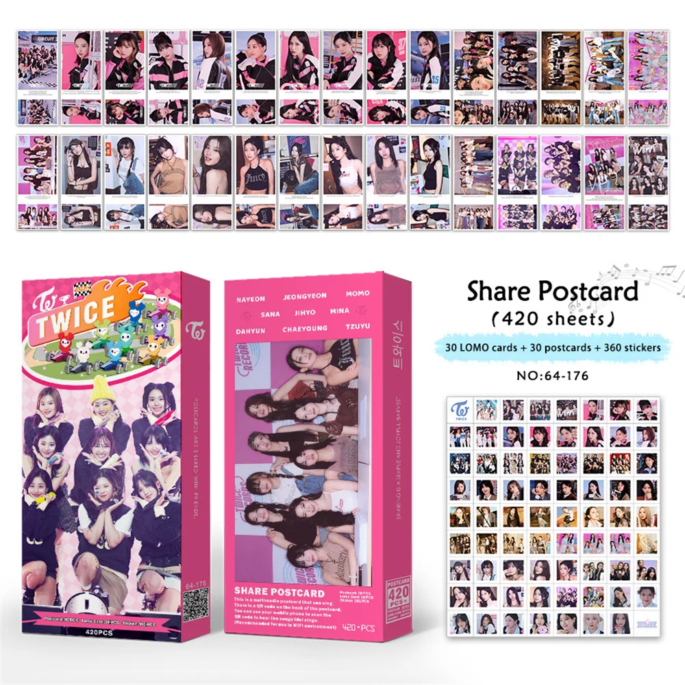 

420pcs Kpop TWICE Photocard Albums With YOU-th HARE LOMO Card Stickers Momo Sana IM NAYEON Tzuyu Postcard For Fans Collection