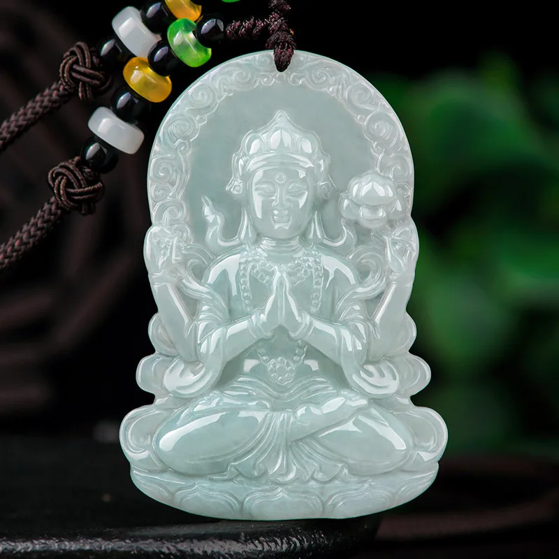 Natural A Jade Four Arm Guanyin Jade Pendant Iced Jadeite Charms Men's Necklace Women's Gifts Jewelry Wholesale Drop Shipping
Natural A Jade Four Arm Guanyin Jade Pendant Iced Jadeite Charms Men's Necklace Women's Gifts Jewelry Wholesale Drop Shipping