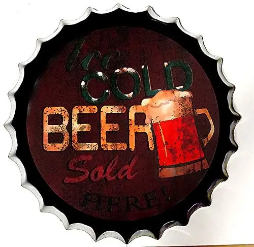 

Royal Tin Sign Bottle Cap Metal Tin Sign Refreshing Cold Beer Diameter 13.8 inches, Round Metal Signs for Home