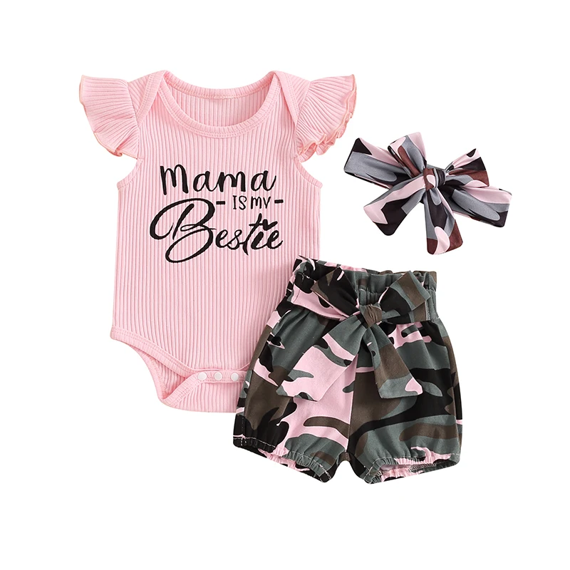 Infant Girl Clothes Baby Girls Summer Shorts Sets Flying Sleeve Romper Camouflage Shorts Headband Sets
Infant Girl Clothes Baby Girls Summer Shorts Sets Flying Sleeve Romper Camouflage Shorts Headband Sets