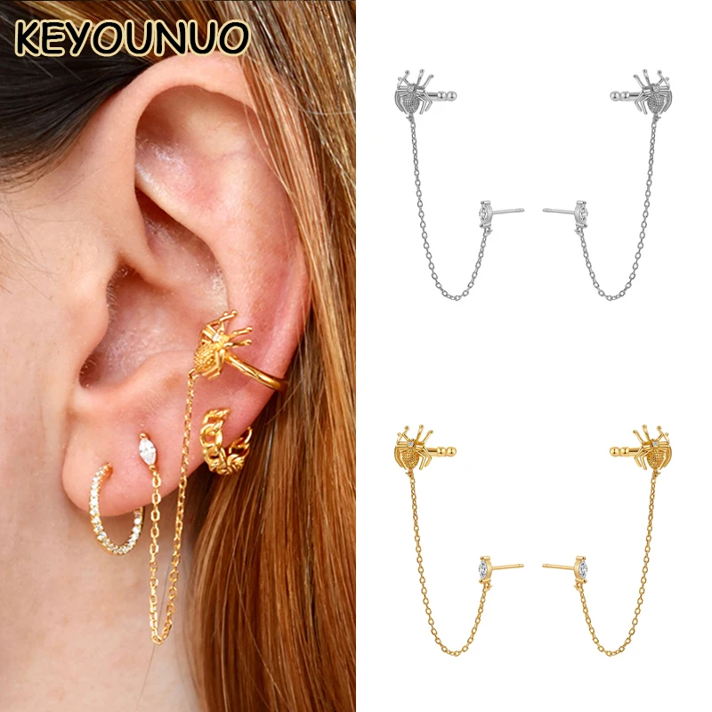 KEYOUNUO Gold Silver Filled Spider Ear Cuff Earrings For Women Zircon Tassel Chain Women's Stud Earrings Party Jewelry Wholesale
KEYOUNUO Gold Silver Filled Spider Ear Cuff Earrings For Women Zircon Tassel Chain Women's Stud Earrings Party Jewelry Wholesale