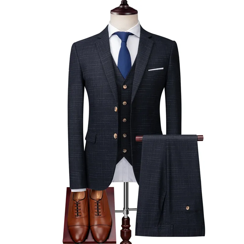 Blazer Pants Vest 3 Pieces Suit Set / Men's Fashion Banquet Business British Style Slim High End Custom Plaid Blazers Trousers
Blazer Pants Vest 3 Pieces Suit Set / Men's Fashion Banquet Business British Style Slim High End Custom Plaid Blazers Trousers