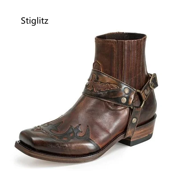 Retro Embroidery Ankle Cowboy Boots for Men Belt Buckle Slip On Leisure Men's Shoes Western Work Safety Boots Hard-Wearing
Retro Embroidery Ankle Cowboy Boots for Men Belt Buckle Slip On Leisure Men's Shoes Western Work Safety Boots Hard-Wearing