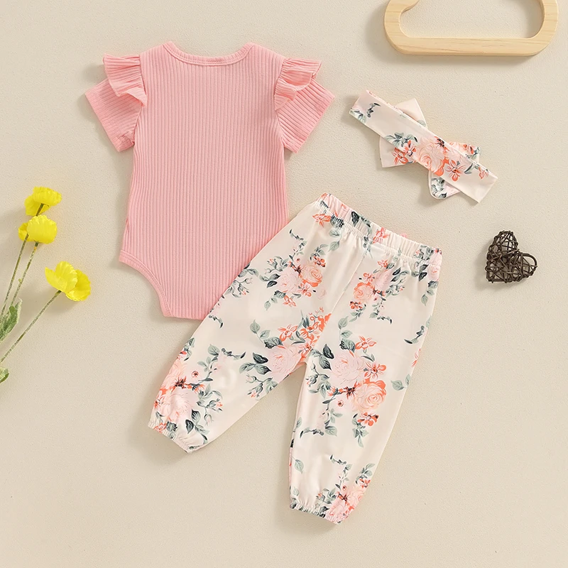 Baby Girls Summer Outfit Letter Print Short Sleeves Romper and Floral Pants Headband 3 Piece Set
Baby Girls Summer Outfit Letter Print Short Sleeves Romper and Floral Pants Headband 3 Piece Set